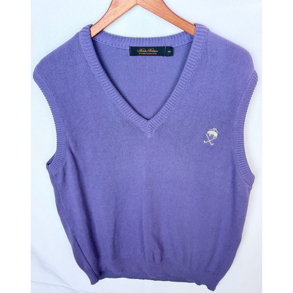 Preppy Golf Core Purple Sweater Vest S USA Cotton V Neck Vintage Academia